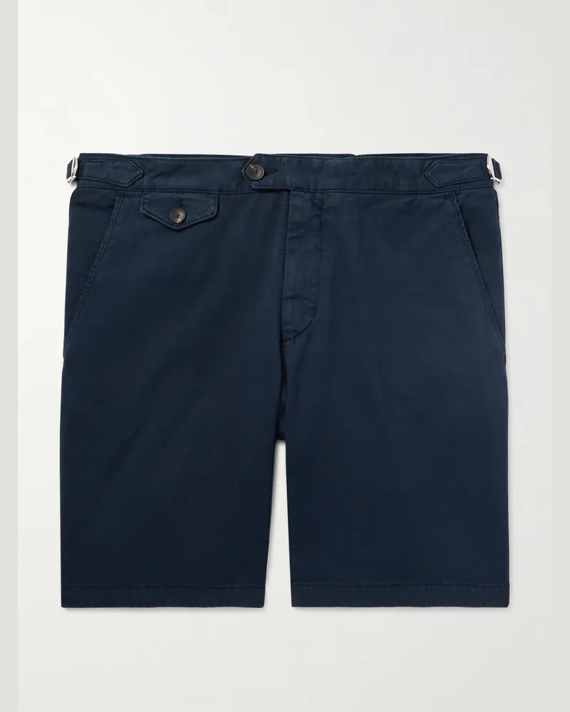 MR P. Gerade geschnittene Bermudashorts aus Twill aus einer Biobaumwollmischung Blau