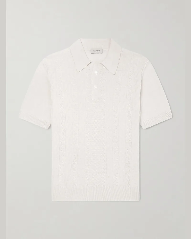 PIACENZA 1733 Silk and Linen-Blend Polo Shirt Neutrals
