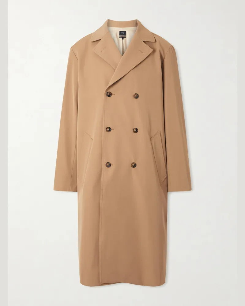 A.P.C. Double-Breasted Twill Trench Coat Neutrals