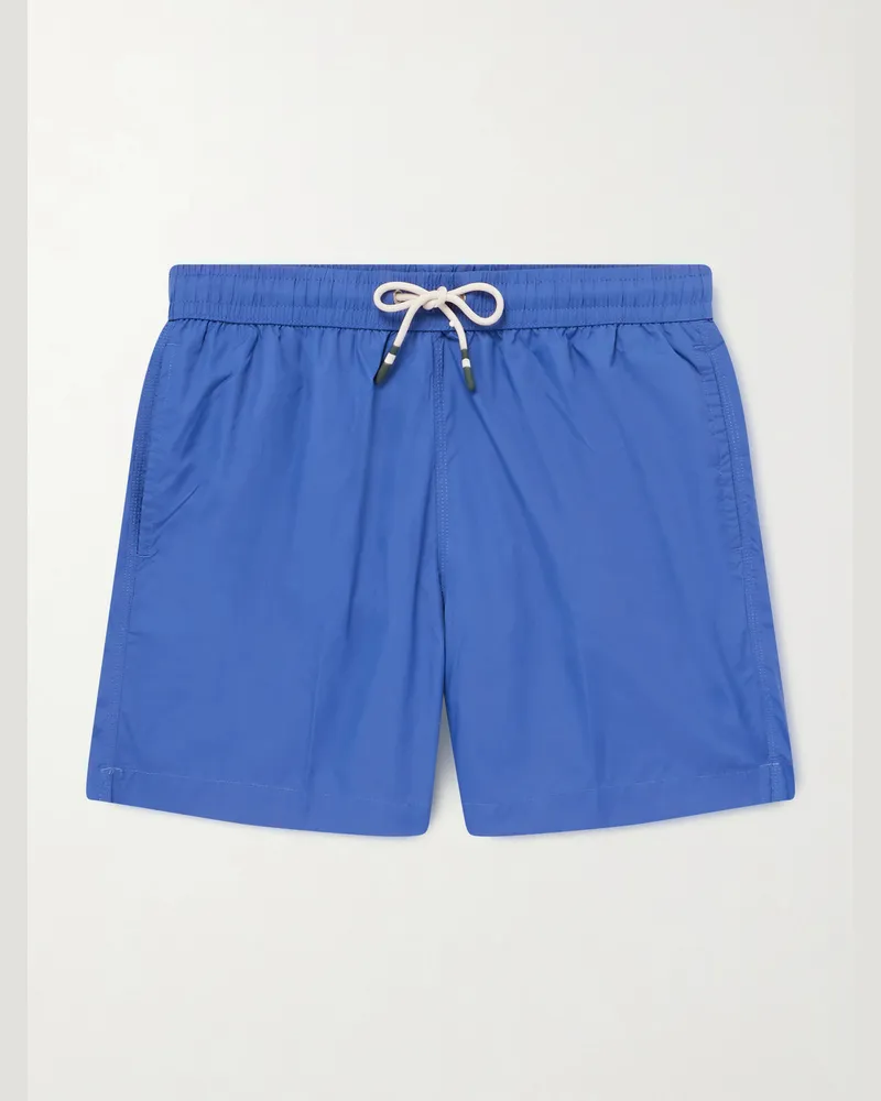 Hartford Schmal geschnittene, mittellange Badeshorts aus recyceltem Material Blau