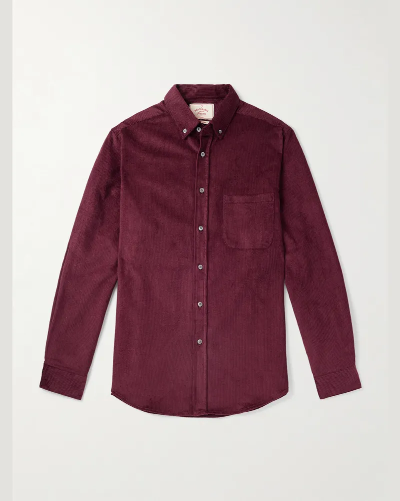 Portuguese Flannel Lobo 2.0 Hemd aus Baumwollcord mit Button-Down-Kragen Rot