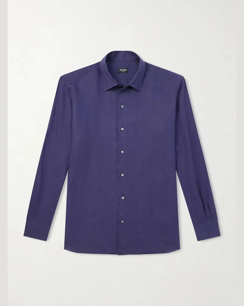 Ermenegildo Zegna Oasi Hemd aus Leinen Blau