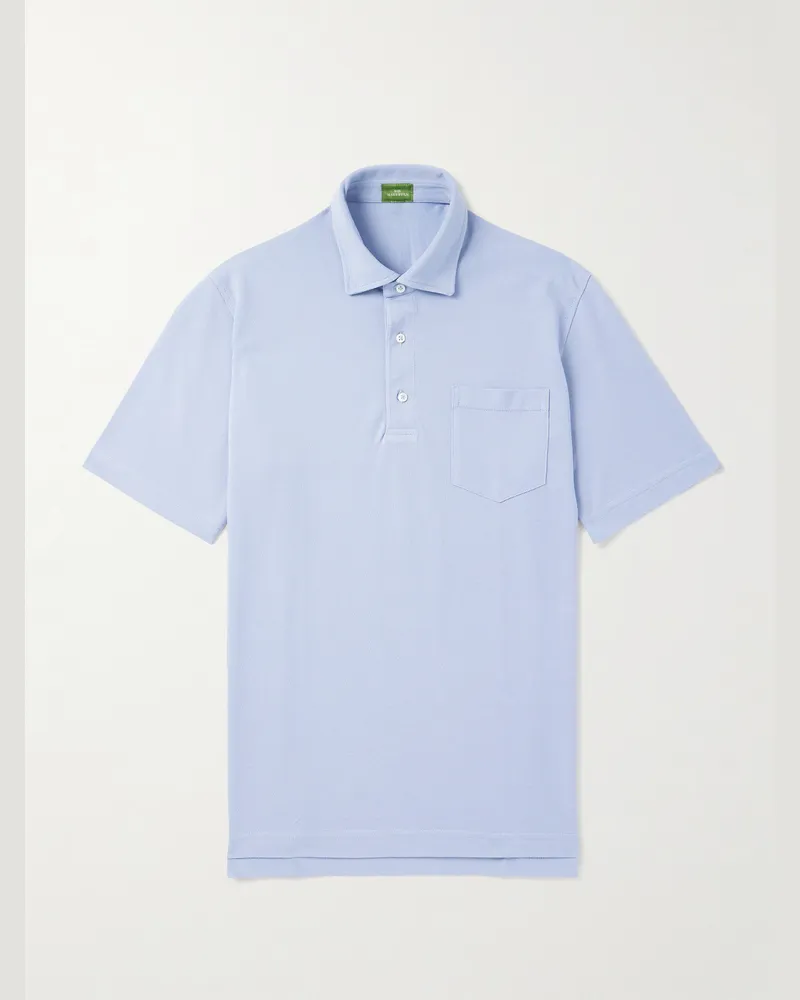Sid Mashburn Peri Polohemd aus Pima-Baumwoll-Piqué mit Logostickerei Blau