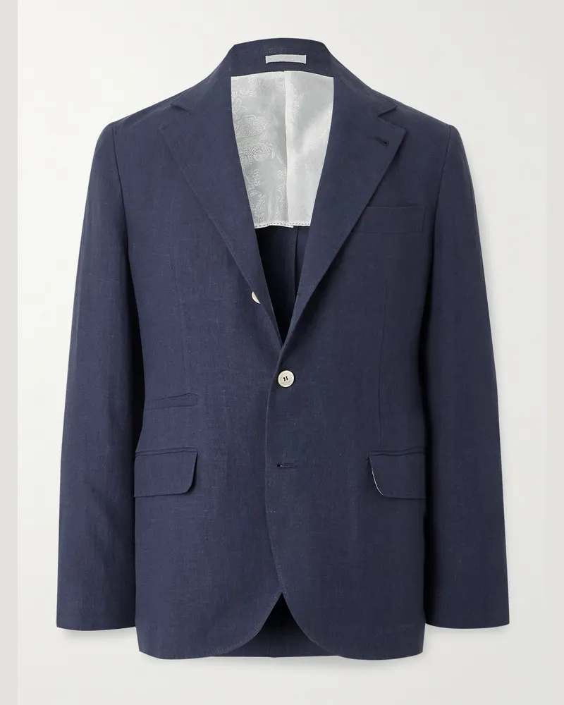 Brunello Cucinelli Sakko aus Leinen Blau