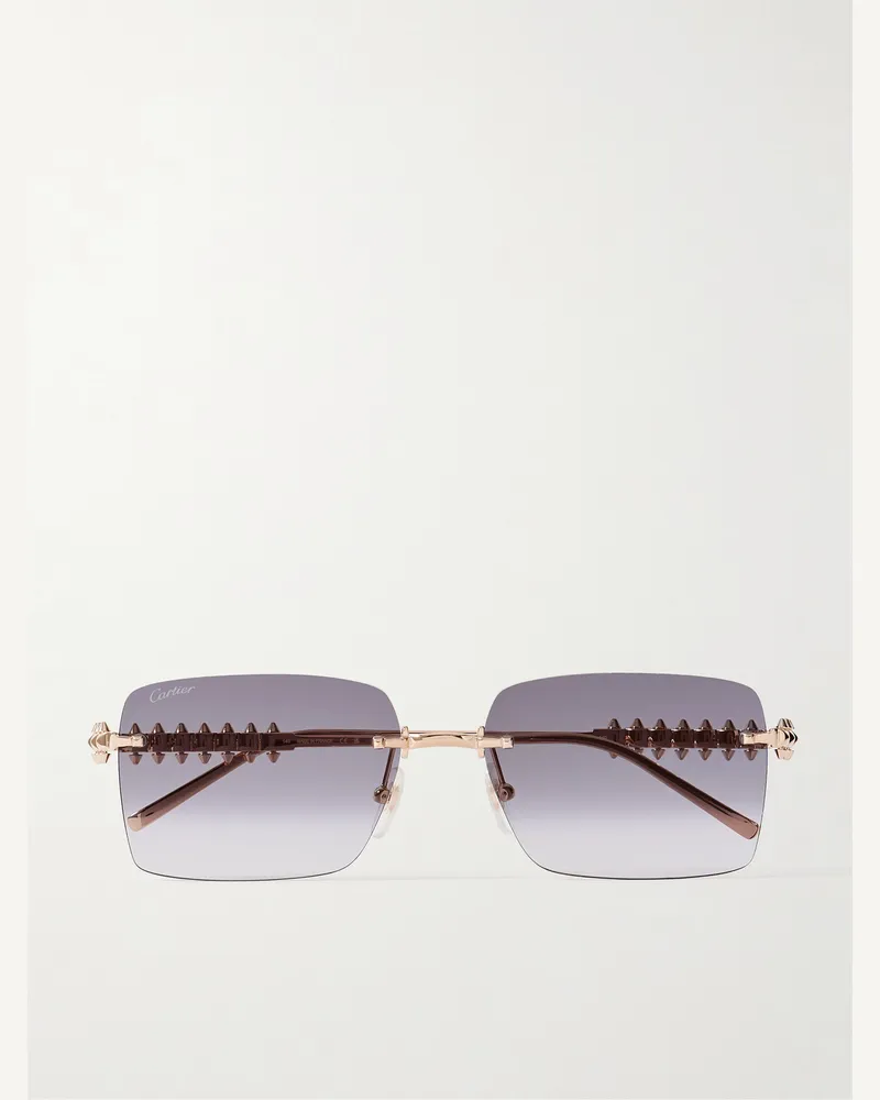 Cartier Clash de Cartier rahmenlose rechteckige Sonnenbrille mit goldfarbenen Details Gold