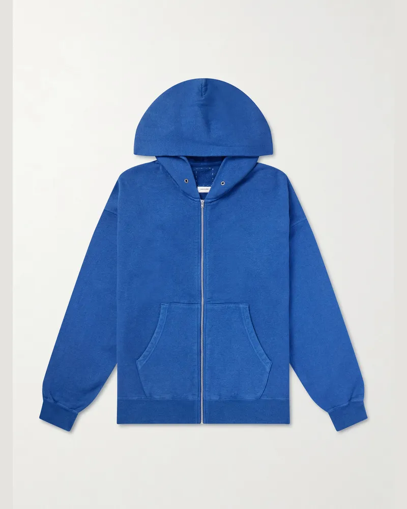 Visvim Jumbo Cotton-Jersey Zip-Up Hoodie Blue