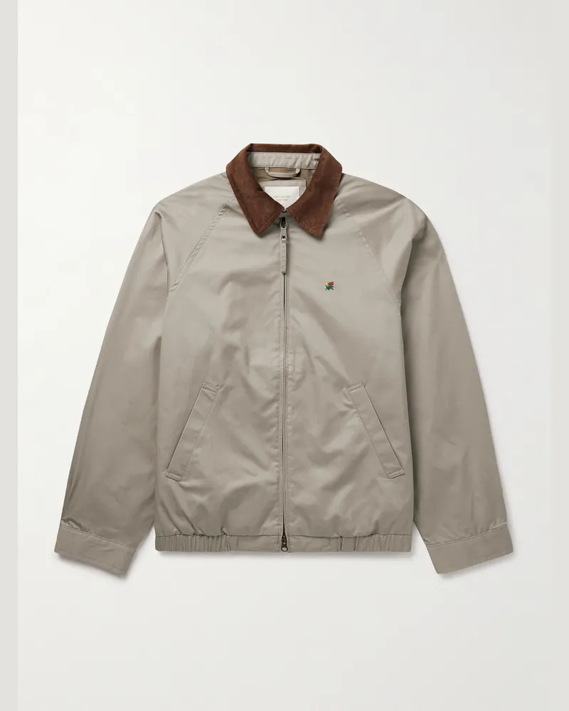 Aimé Leon Dore Blouson aus Baumwoll-Twill mit Logostickerei und Cordbesatz Grau