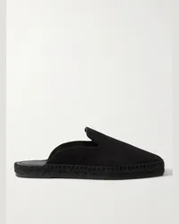 Tom Ford Barnes Espadrilles aus Veloursleder mit offener Fersenpartie Schwarz