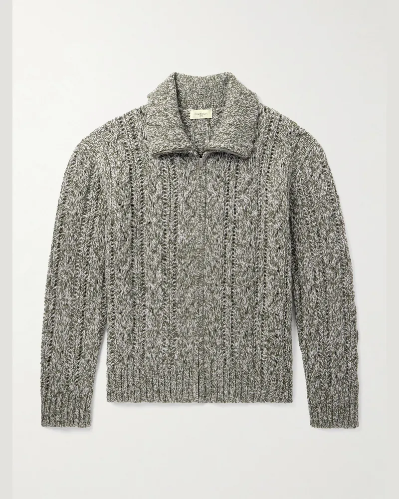PIACENZA 1733 Cable-Knit Virgin Wool Zip-Up Sweater Green