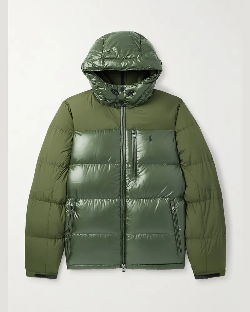 Ralph Lauren The Gorham Twill-Trimmed Quilted Glossed Recycled-Shell Hooded Down Jacket Green