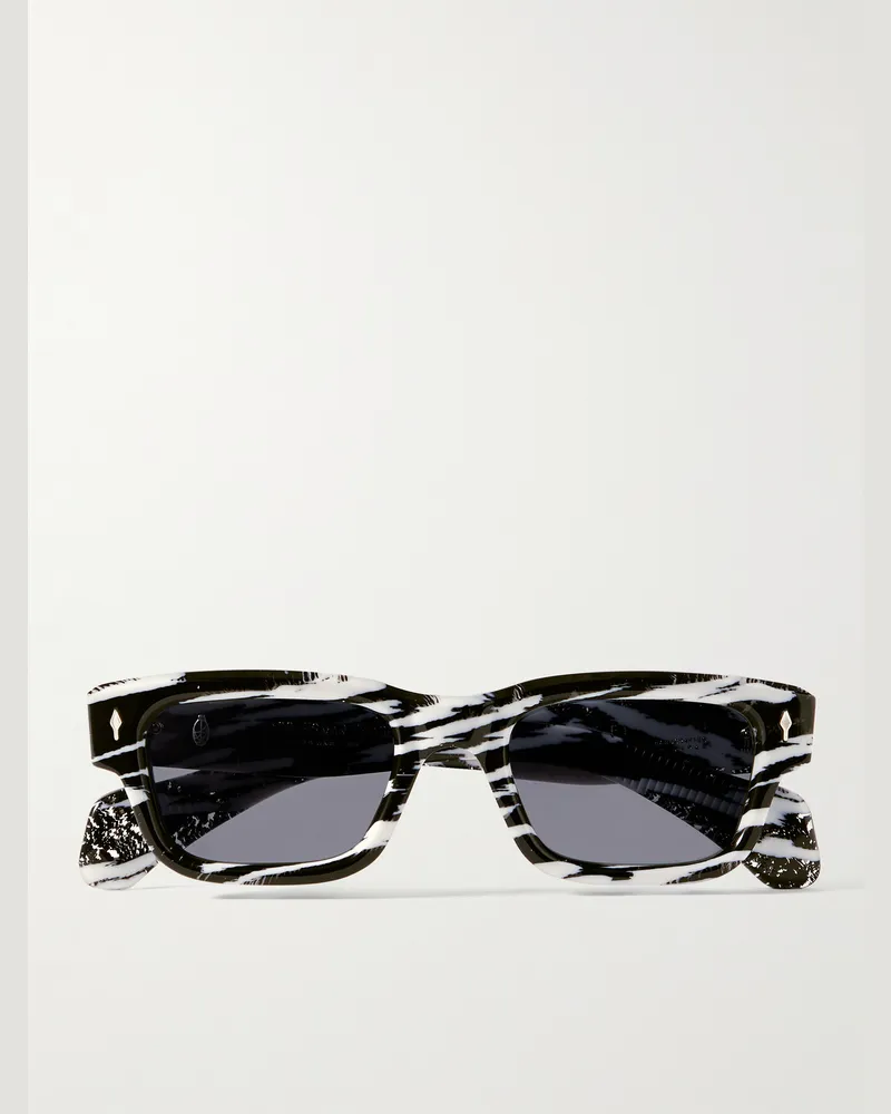 Jacques Marie Mage Jeff Goldblum Jeff Sonnenbrille mit rechteckigem Rahmen aus Azetat mit Zebraprint Schwarz