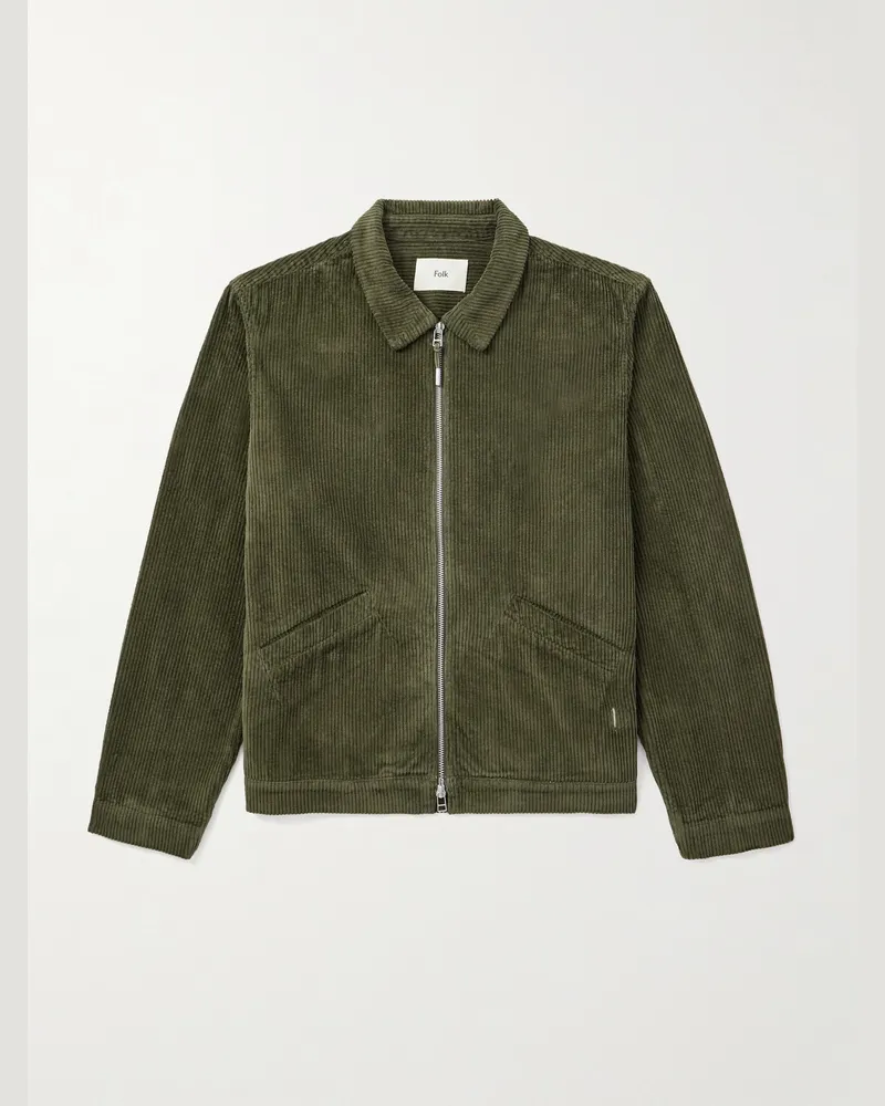 Folk Jacke aus Baumwollcord Grün