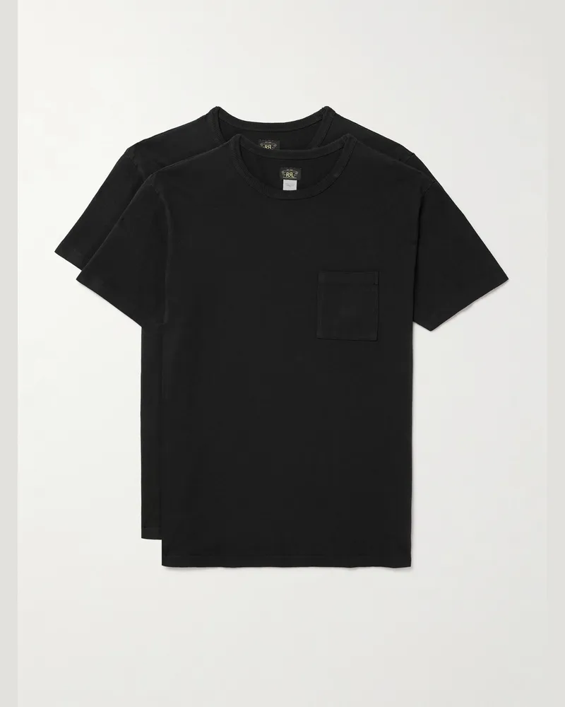RRL Set aus zwei T-Shirts aus Baumwoll-Jersey in Stückfärbung Schwarz