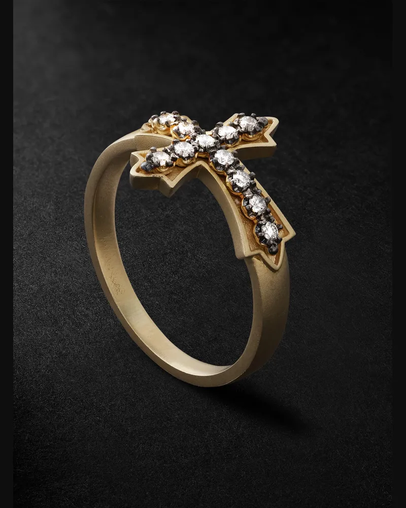 Jacquie Aiche Sophia Ring aus Gold und Rhodium mit Diamanten Gold