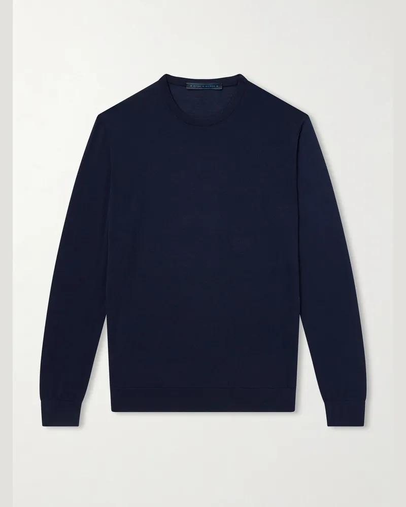 Kiton Wool Knit Sweater Blue