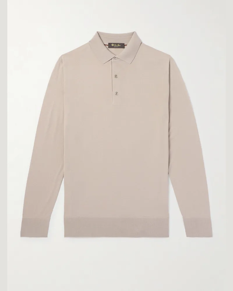 Loro Piana Schmal geschnittener Pullover aus Wish®-Wolle mit Polokragen Neutral