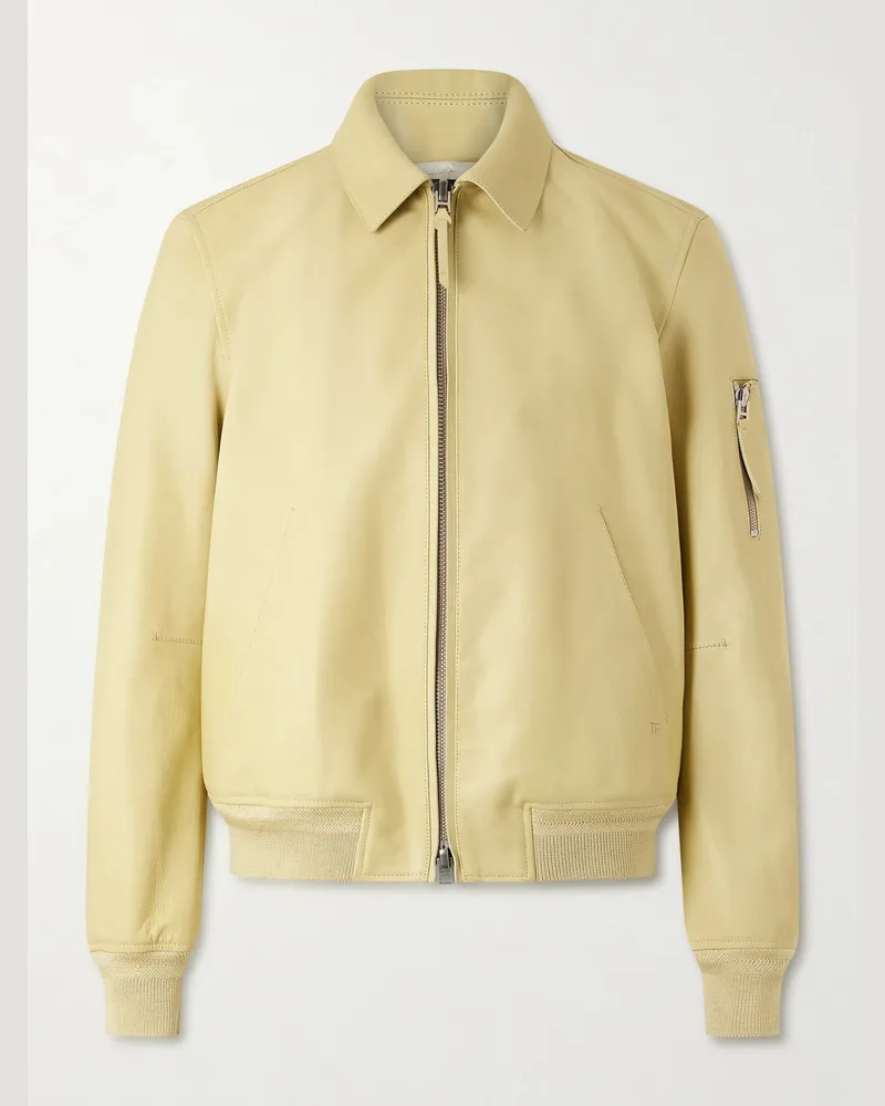 Tom Ford Leather Blouson Jacket Yellow