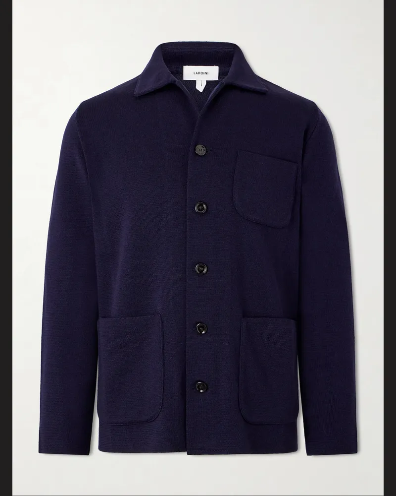 LARDINI Virgin Wool Cardigan Blue