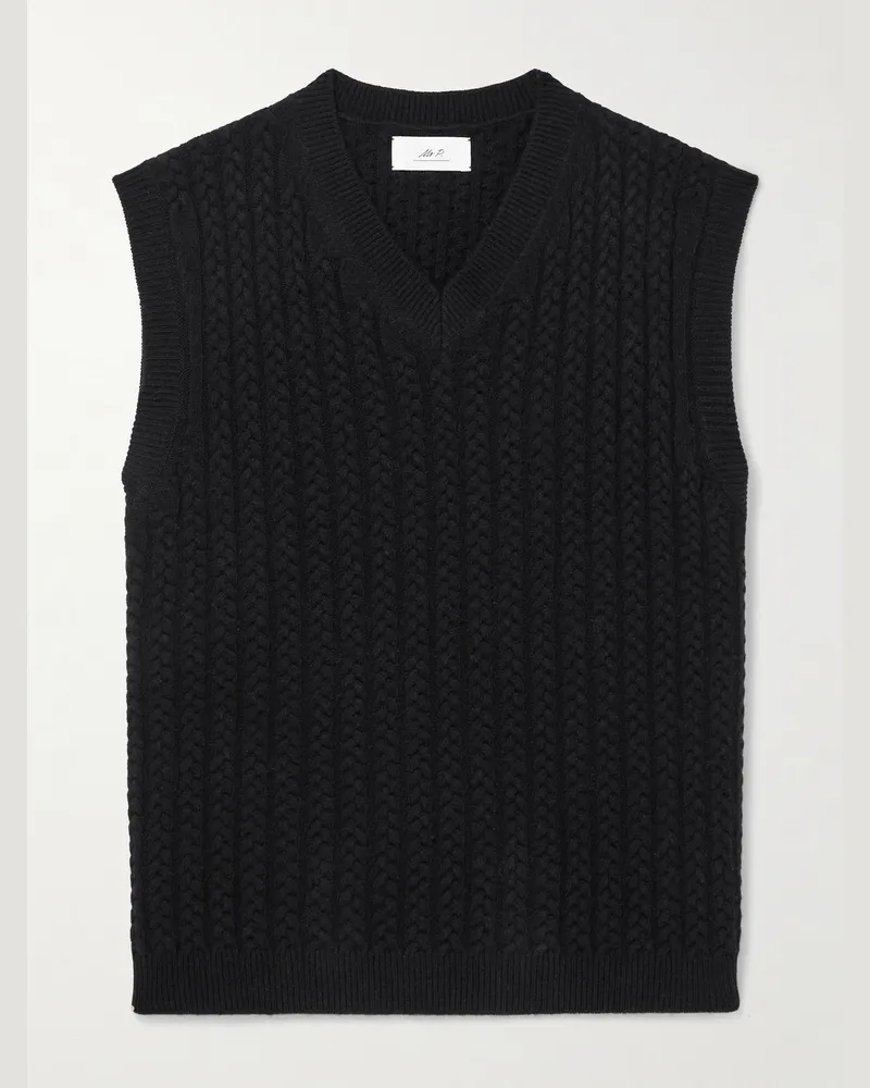 MR P. Pullover aus Wolle in Zopfstrick Schwarz