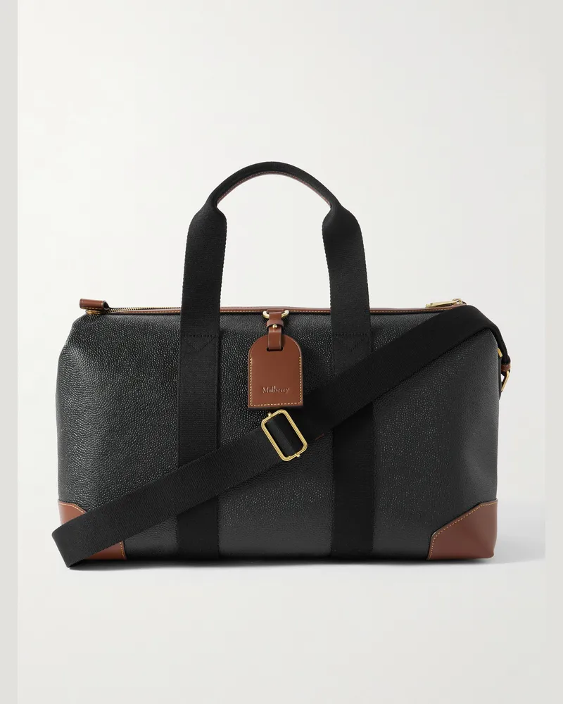 Mulberry Heritage Day Clipper kleiner Weekender aus Scotchgrain mit Lederbesatz Schwarz