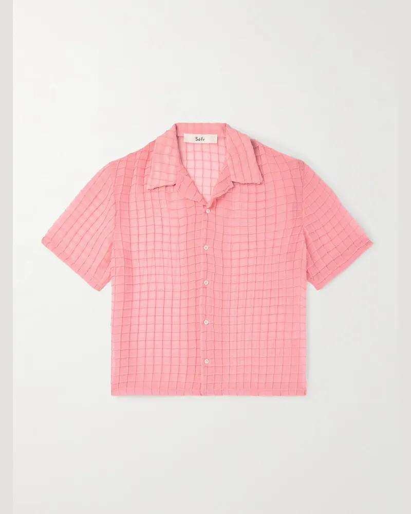 Séfr Sergio Oversized-Hemd aus Mesh mit Falten Pink