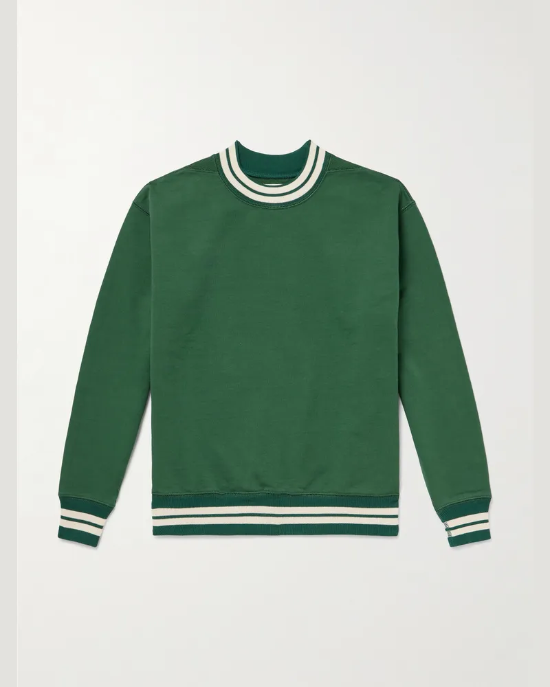 Drake's Sweatshirt aus Baumwoll-Jersey mit Logostickerei und Streifen Grün