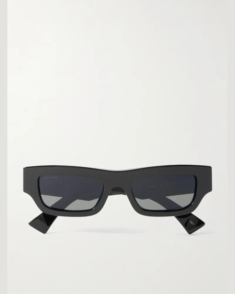 Gucci Sonnenbrille mit rechteckigem Rahmen aus Azetat Schwarz