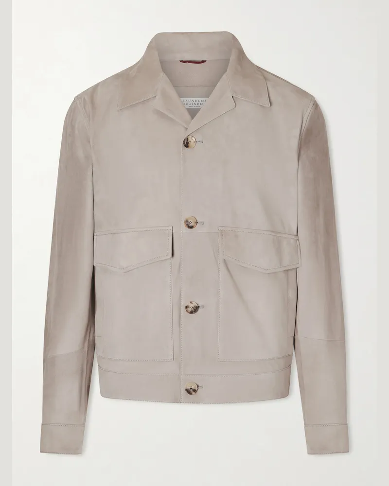 Brunello Cucinelli Blouson aus Veloursleder Grau