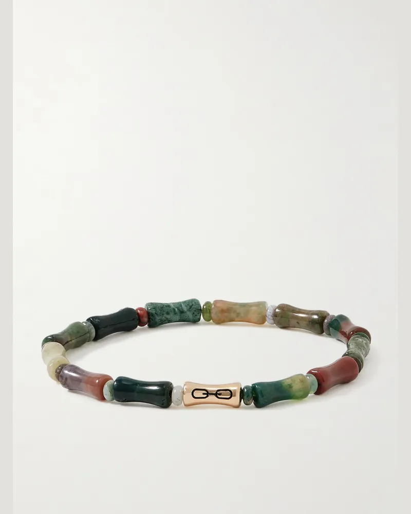 Luis Morais Armband mit Achaten und Detail aus 14 Karat Gold Grün