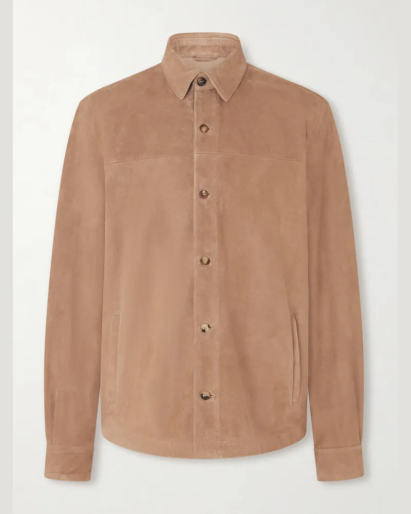 Boglioli Hemdjacke aus Veloursleder Neutral