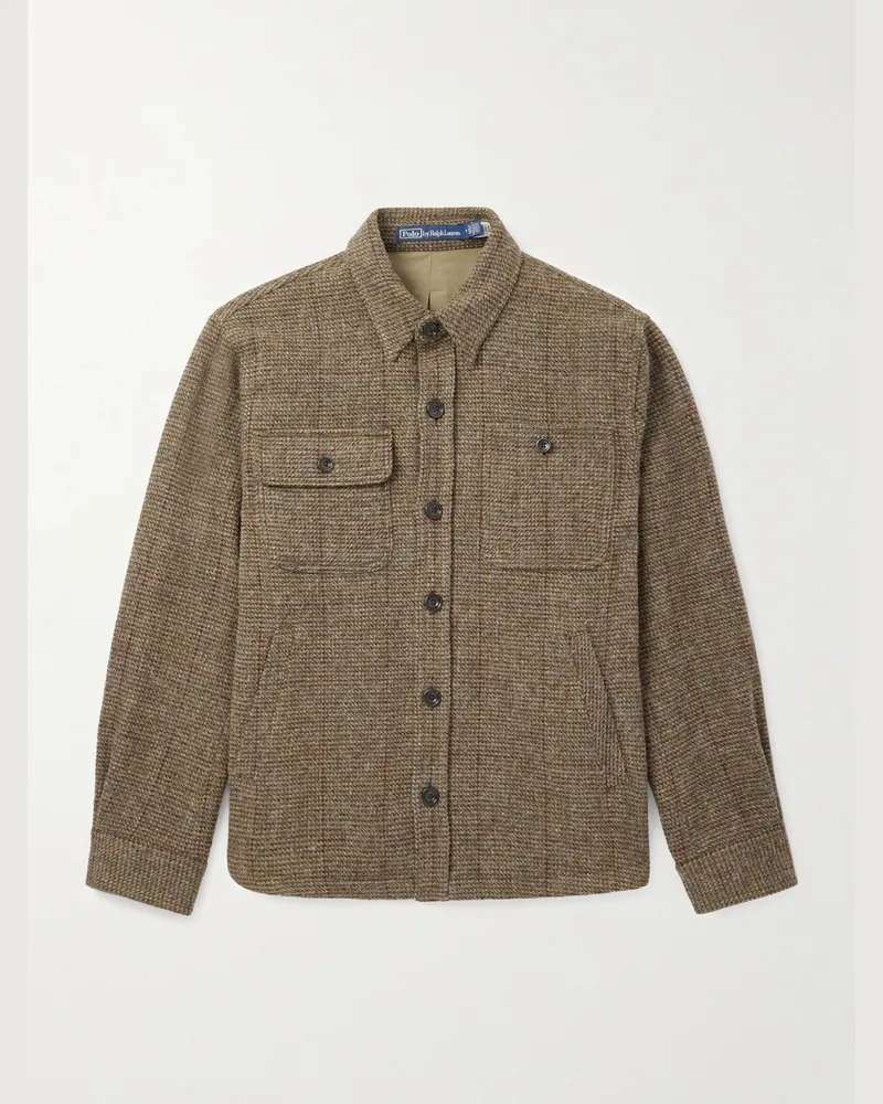Ralph Lauren Karierte Hemdjacke aus Wolle mit Hahnentrittmuster Grün