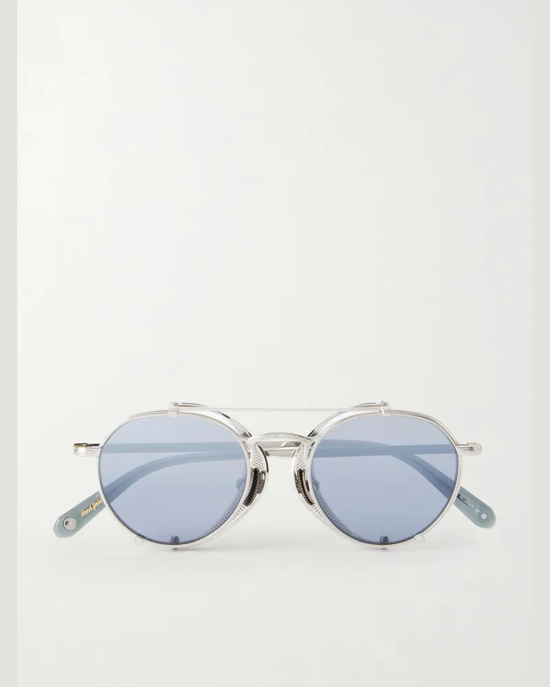 Garrett Leight Ocampo Round-Frame Metal Sunglasses Silver