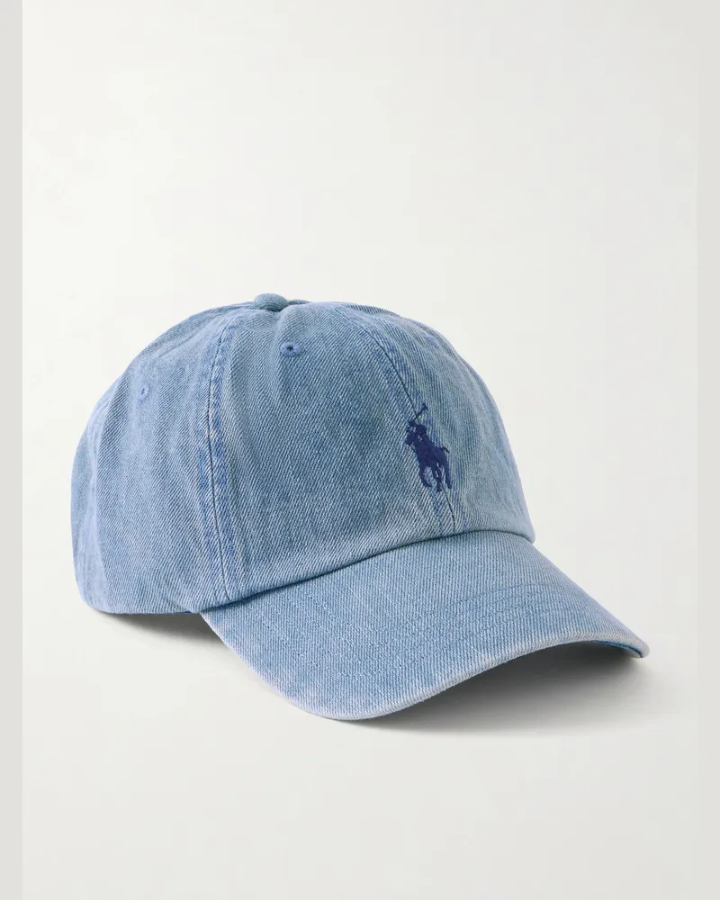 Ralph Lauren Logo-Embroidered Denim Baseball Cap Blue