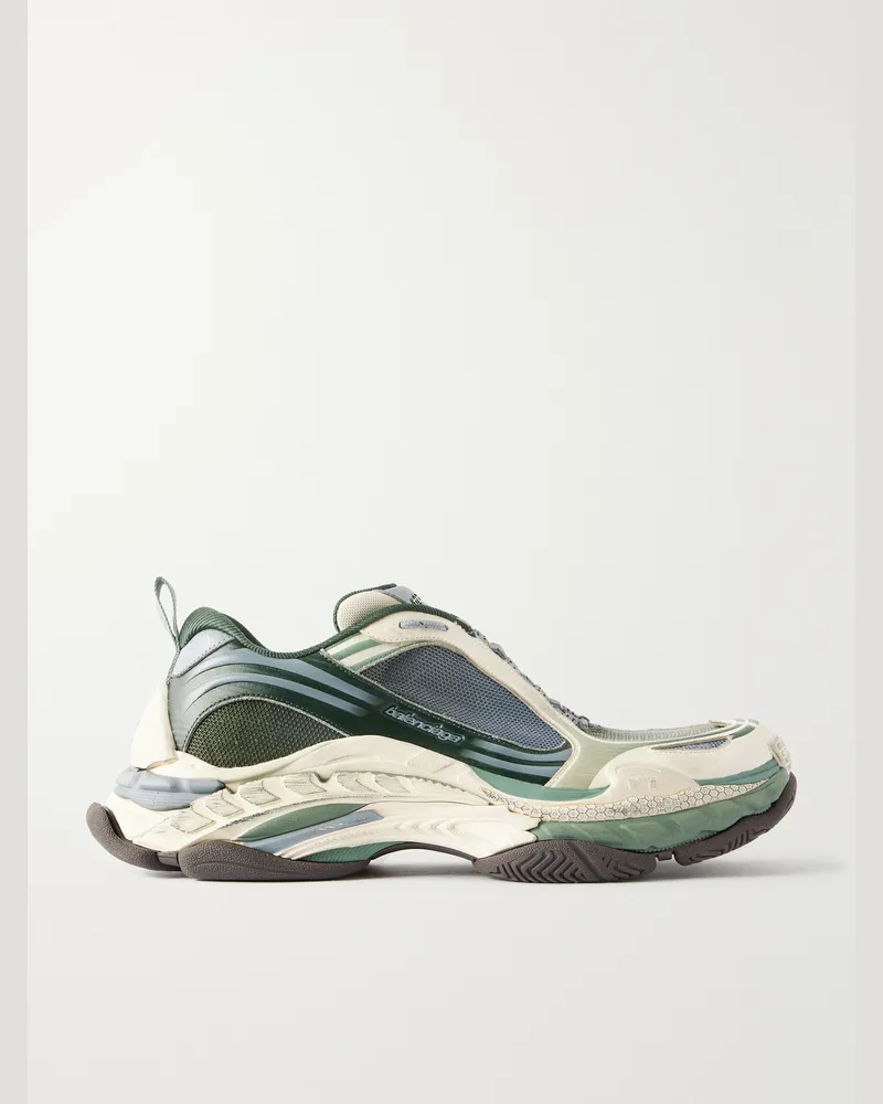 Balenciaga Triple S.2 Rubber-Trimmed Mesh Sneakers Green