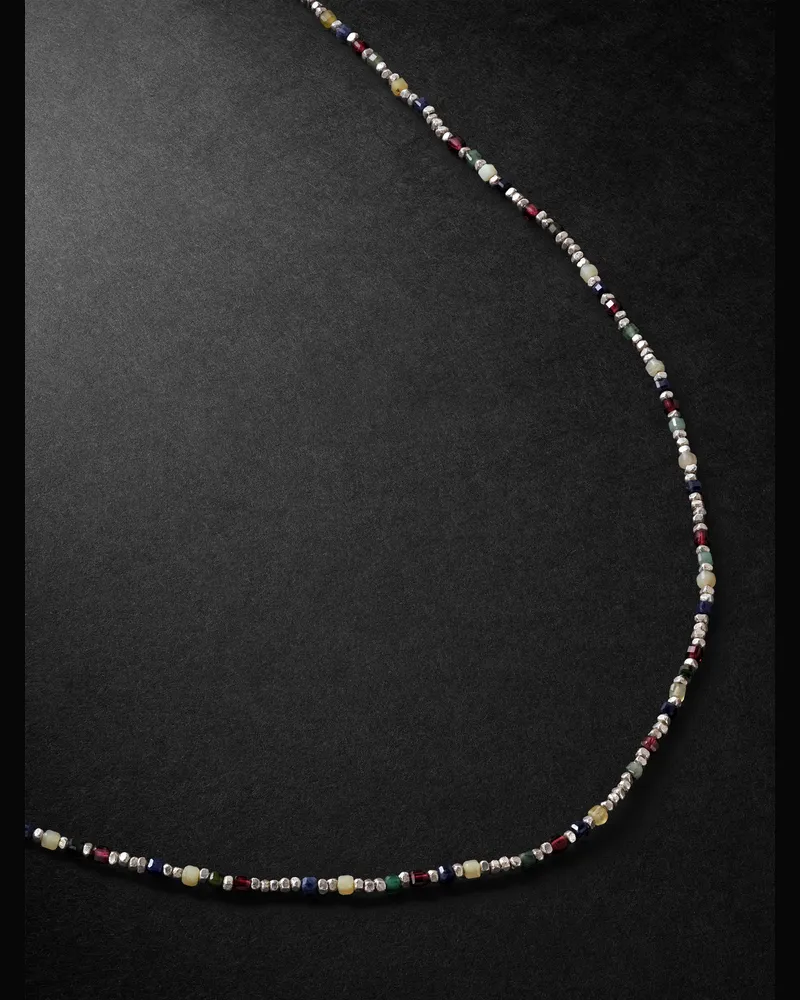 MAOR Percep Convertible Sterling Silver Multi-Stone Beaded Necklace Silver