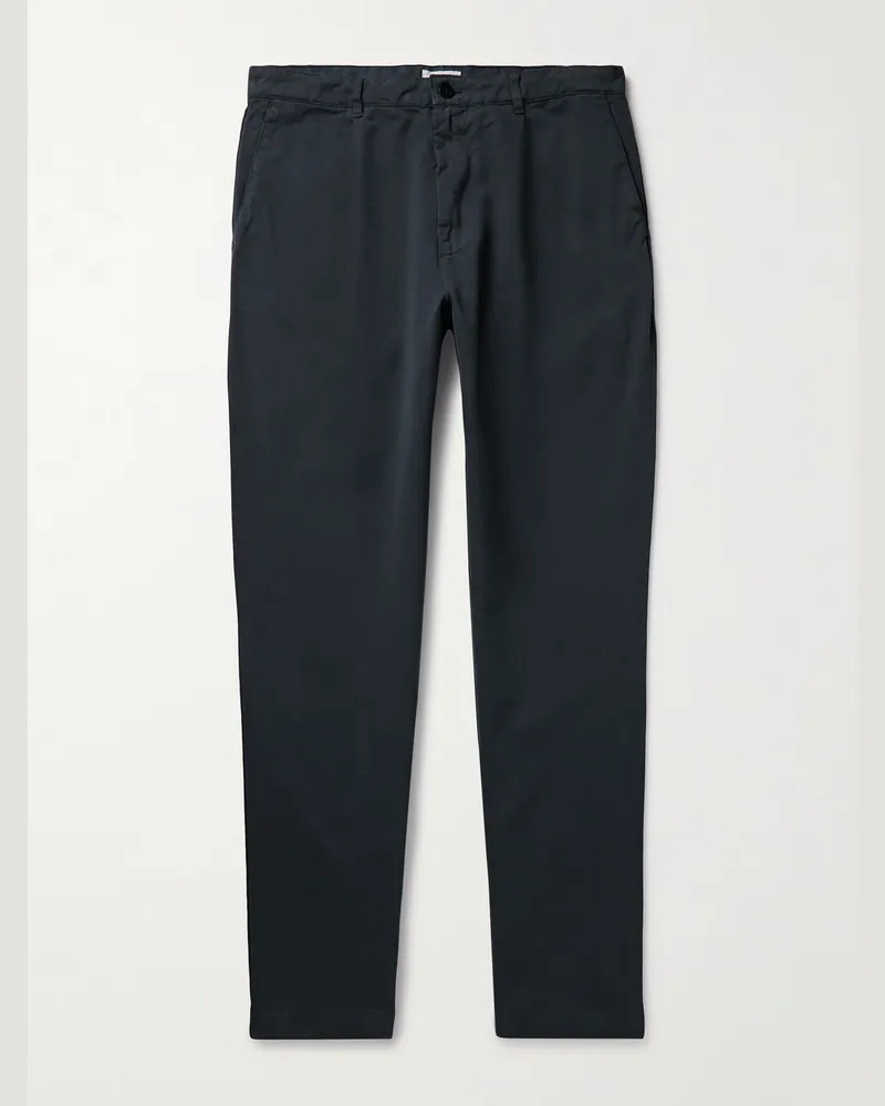 Hartford Tommy Straight-Leg Cotton-Twill Trousers Blue