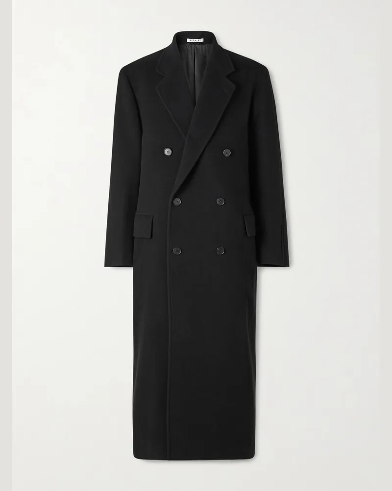 AURALEE Double-Breasted Wool Coat Black