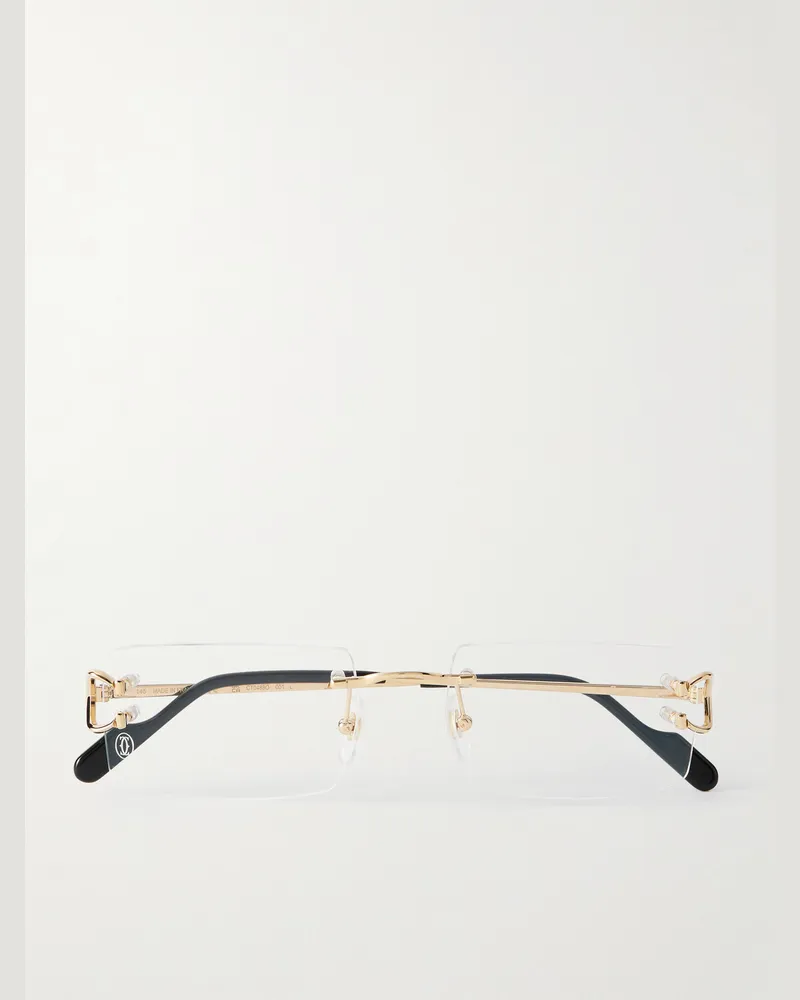 Cartier Brille mit rechteckigen Gläsern und goldfarbenen Details Gold
