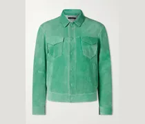 Schmal geschnittene Jacke aus Veloursleder