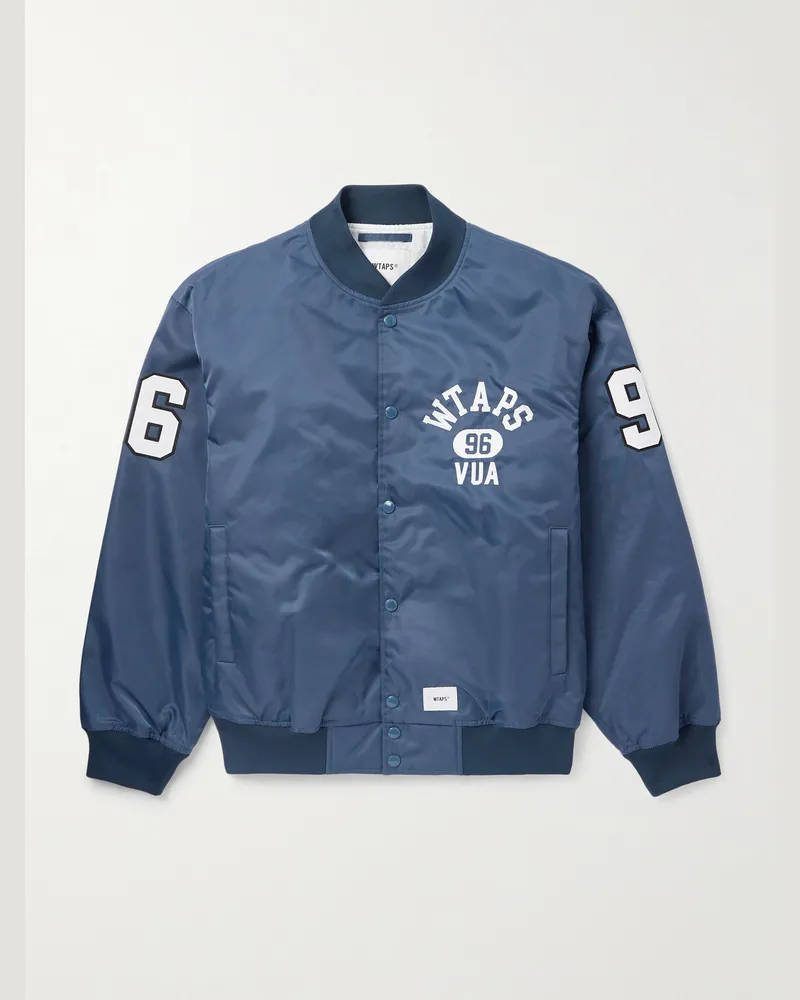 WTAPS Team Bomberjacke aus wattiertem Nylon-Twill mit Logoapplikation Blau