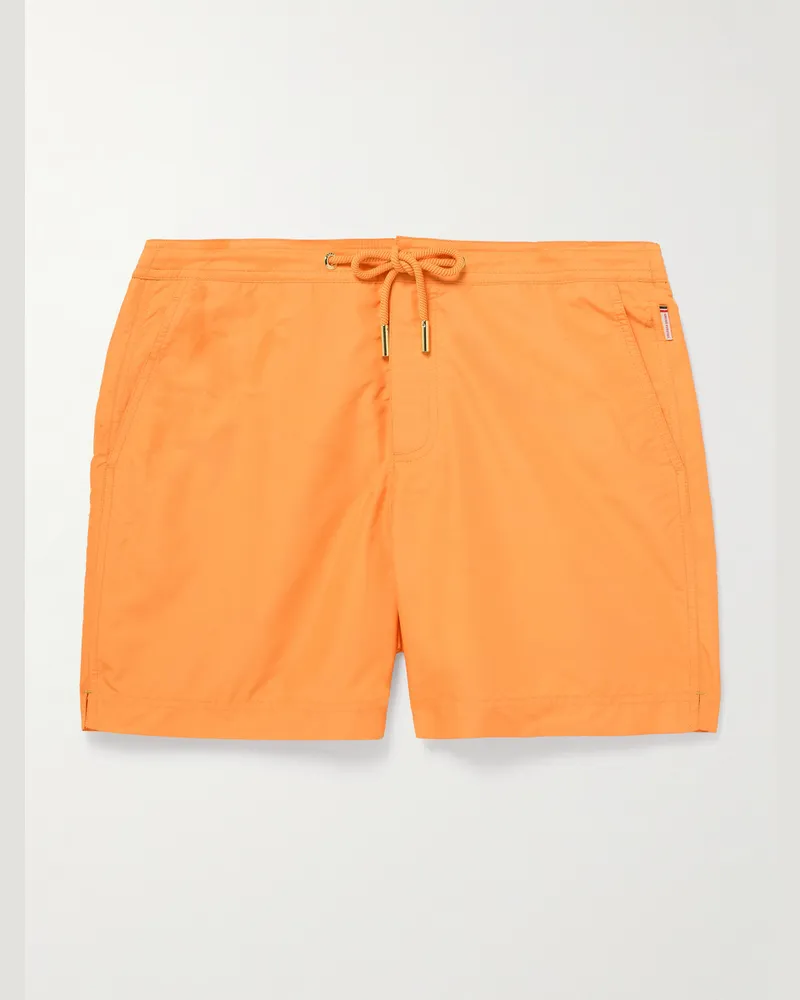 Orlebar Brown Bulldog gerade geschnittene mittellange Badeshorts aus recyceltem Material Orange
