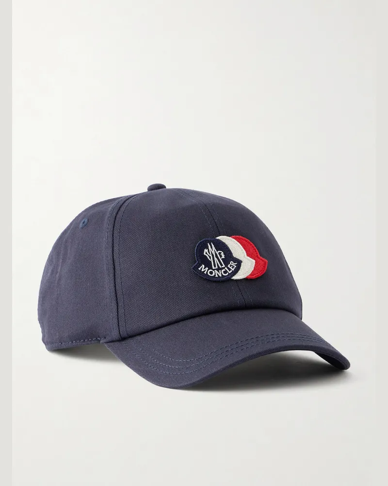Moncler Logo-Appliquéd Cotton-Twill Baseball Cap Blue