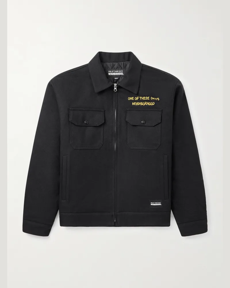 Neighborhood OOTD Embroidered Cotton and Wool-Blend Twill Jacket Black