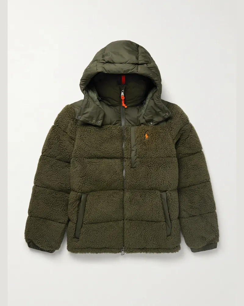Ralph Lauren The Gorham gesteppte Daunenjacke aus Fleece und recyceltem Ripstop mit Kapuze Grün