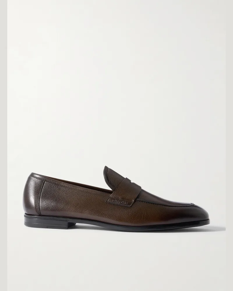 Tom Ford Sean Loafers aus vollnarbigem Leder Braun
