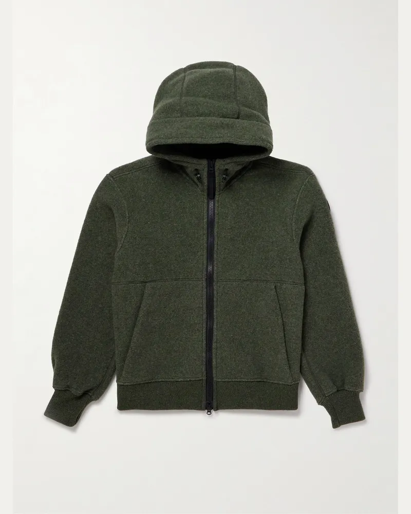 Canada Goose Chilliwack Recycled Wool-Blend Fleece Zip-Up Hoodie Green