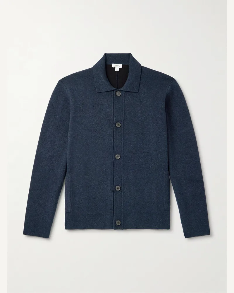 Sunspel Jacke aus einer doppelseitigen Merinowollmischung Blau