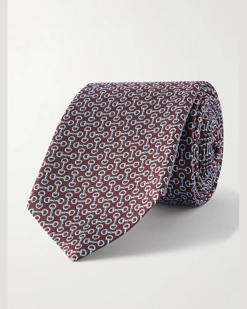 Gucci Symbols Krawatte aus Seiden-Jacquard, 7 cm Burgunder