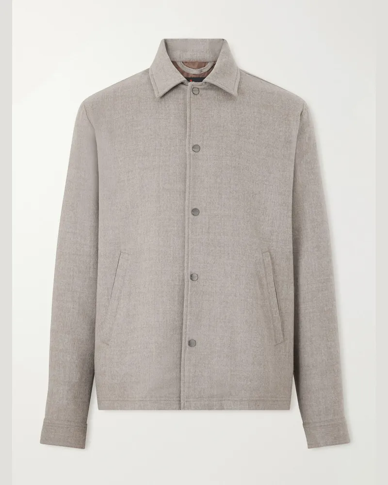 Kiton Felted Wool-Blend Blouson Jacket Gray