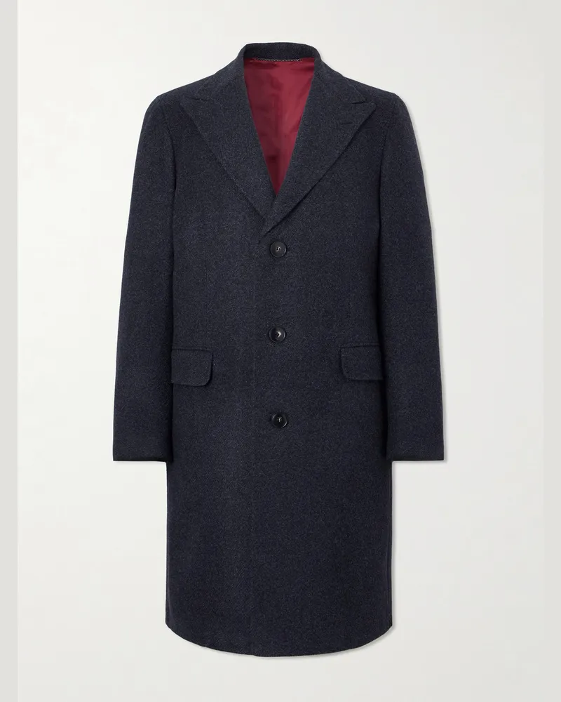 Canali Nuvola Wool and Cashmere-Blend Coat Blue